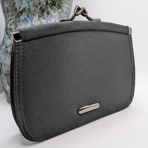 Nine West Satin Gunmetal Kisslock Pouch